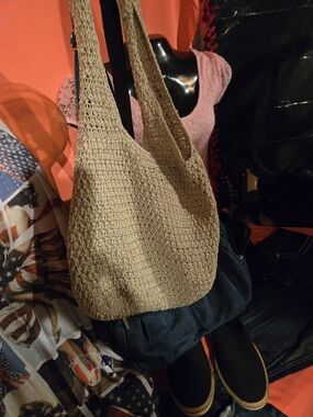 Source Unknown Beige Woven Shoulder Bag
